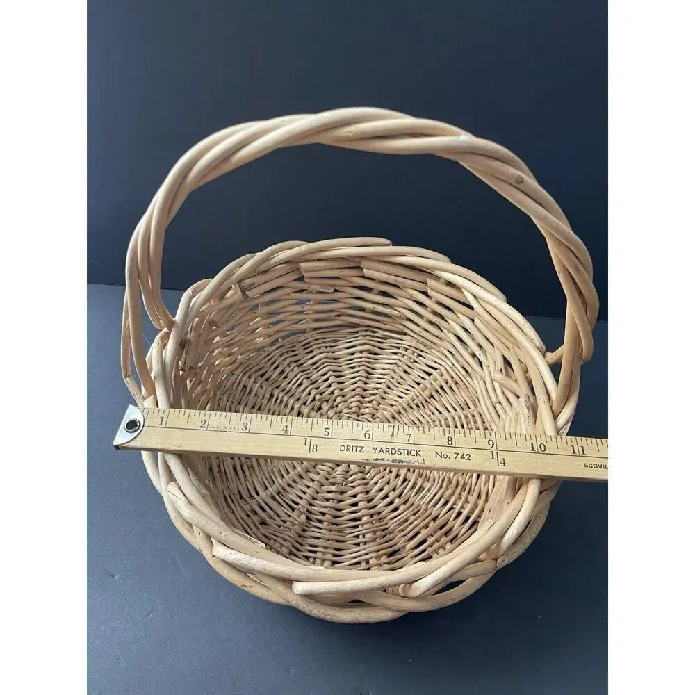 Vintage Garden Trug Handle Basket Rustic Twig Wood Farmhouse Gathering Cottage